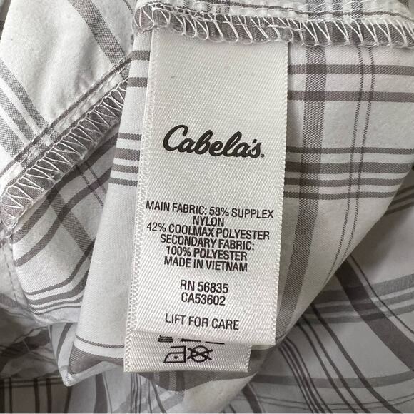 CABELA'S / white gray plaid short sleeve button down / M - Picture 5 of 6